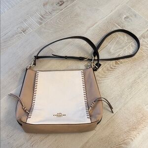 Coach Beige and White Shoulder Bag